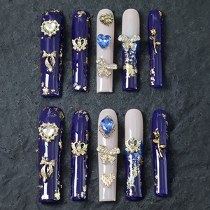 Faux Ongles Faits Main en Gros, Ongles Acryliques de Luxe 3D Couverture Complète, Longs Formes Cercueil, French Manucure Papillon, Faux Ongles de Haute Qualité - Product Image 1