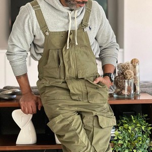 Jean vintage personnalisé <span class=keywords><strong>vert</strong></span> armée en denim indigo délavé pour hommes coupe droite lourde avec style général ample - Product Image 3