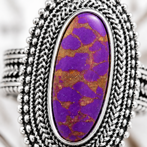 Anello Vintage Stile Viola per Donne, Anello Retrò con Design Floreale sul Bordo, Accessorio per Dito - Product Image 4
