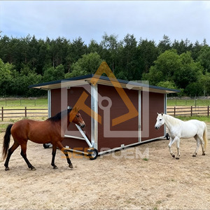 溶融亜鉛めっき鋼構造 3x6m 屋根付き屋外用高級馬小屋 パドック用ホースシェルター 馬術用品 - Product Image 2