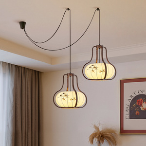 Nueva lámpara colgante de bambú de estilo zen chino, redonda, LED E27, con múltiples cabezales, para comedor y hogar. - Product Image 2
