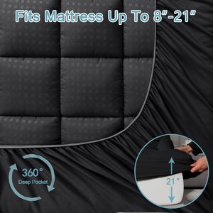 แผ่นรองนอนแบบเย็บติดกัน ระบายอากาศได้ ซักได้ บุด้วยไมโครไฟเบอร์นุ่ม พร้อมช่องใส่ที่นอนแบบลึก - Product Image 3