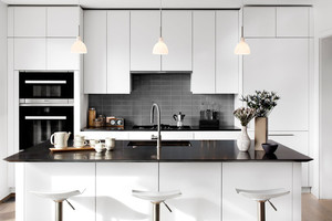 Apartamento de alquiler casa estilo Europa Matt lacado blanco pequeño gabinetes de cocina - Product Image 3