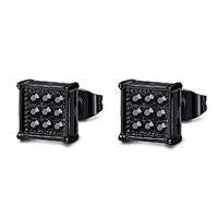 Pendientes de tuerca de circón cuadrado con imán de acero inoxidable de 6mm para hombre, joyería magnética chapada en oro impermeable para niños a la moda