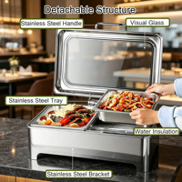 Plat à réchaud en acier inoxydable 9L facilement démontable et nettoyable pour buffet et événements