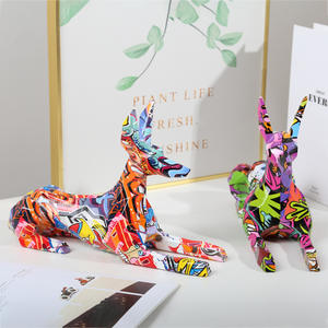 <span class=keywords><strong>Doberman</strong></span> Pinscher pintado, adorno artesanal de resina, sala de estar, dormitorio, escritorio, regalos creativos de negocios, adornos para el hogar - Product Image 2