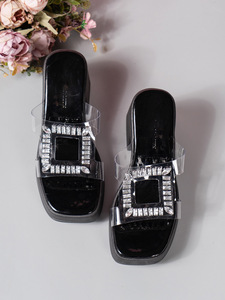 Sandálias Femininas Novas de Verão Moda com Lantejoulas Chinelo com Pedrarias Plataforma Salto Alto - Product Image 5