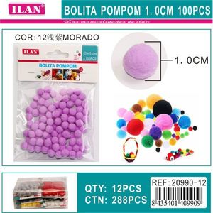 Palline Pompom ILAN 1.0 Cm Viola 100 Pezzi Decorazioni Artigianali - Product Image 1