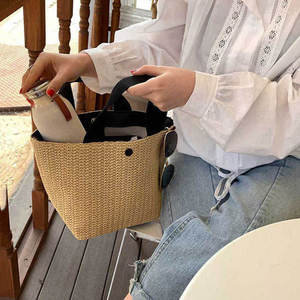 Bolsos de <span class=keywords><strong>Moda</strong></span> <span class=keywords><strong>2023</strong></span>, Estilo Casual, de Diseñadores de Marca, Bolsos de Paja y Ratán al por Mayor, con Cierre y Bordado, para Mujer, Portátiles - Product Image 6