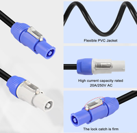 Conector Impermeable IP65 PowerCON True 1 Azul Grisáceo, Cable de Alimentación CA 3c/14awg, Cable de Extensión para Iluminación y Audio