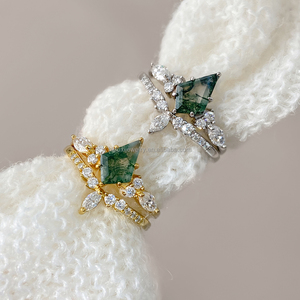 Ins 18K Gold Plated Brass Pigeon Zircon Moss Agate <b>Ring</b> <b>Stack</b> <b>Ring</b> Design Multi Color Wedding Charm Jewelry for Women - Product Image 4