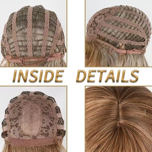 Perruque synthétique HONGBANG marron clair, mono frontale, pour <span class=keywords><strong>femme</strong></span>, longue et droite, pré-coupée, résistante à la chaleur, sans colle, petite taille, pour vente en gros - Product Image 4