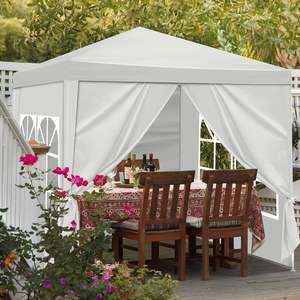 Gazebo plegable para exteriores DB de 6.5x6.5 pies con 4 paredes laterales, 2 puertas, 2 ventanas y tela de PE para bodas y fiestas. - Product Image 3