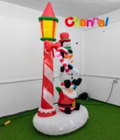 Panneau de rue gonflable éclairé de pingouin de Noël-modèle d'air pliant pour les décorations de fête extérieures de patio de jardin de vacances
