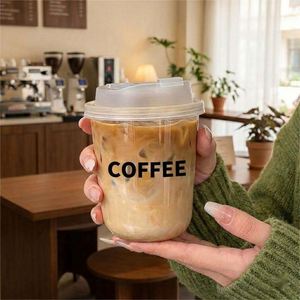 Vasos Desechables de PET Transparentes de Pared Simple con Logotipo Personalizado, Forma de U de 89 mm, 8 oz, para Bebidas Frías, Café Helado, Té con Leche y Burbujas, con Tapas - Product Image 2