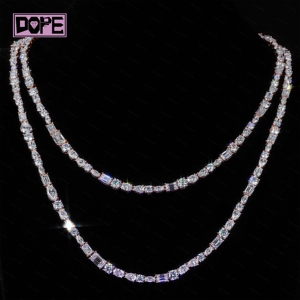 Chaîne de moissanite 5 mm, formes multiples, diamant VVS certifié GRA, collier en argent 925, chaîne <span class=keywords><strong>tennis</strong></span> en moissanite sertie de pierres - Product Image 1