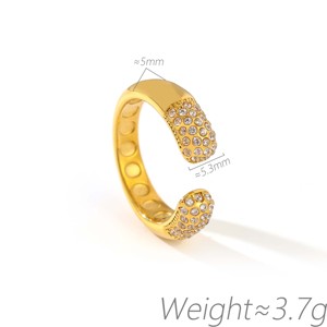 Open Cuff <b>Ring</b> 18K Gold Plated Stainless Steel Pave Cubic Zirconia Stackable <b>Statement</b> <b>Ring</b> for Women - Product Image 6