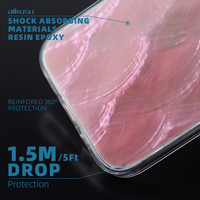 1.5M Drop Protection Choc Résine Époxy Perle Rose Cas Anti Jaune Tpu Pc pour Iphne 16 15 Pro Max Clair Tpu Cas