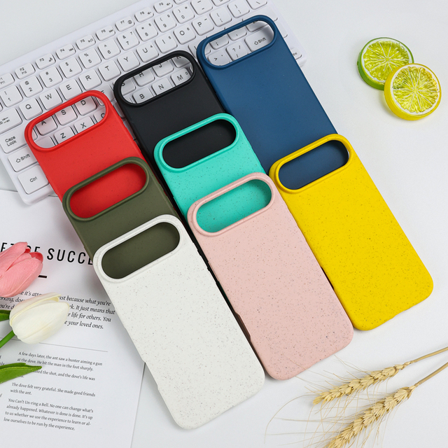 Eco-Friendly Wheat Straw Biodegradable Shockproof Business Design Phone Case for 17 16 15 14 13 12 Pro Max Compostable