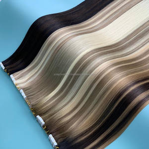 Russe 100% Remy Extensions de Cheveux Vierges Style Vague Naturelle Double Dessiné Raw Tape in pour Ombre Cuticule Bouclée Blonde - Product Image 2