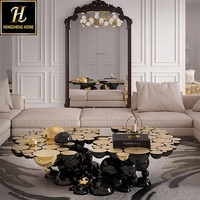 Décor pour la maison Meubles de luxe Table basse en acier inoxydable noir et or Table basse centrale moderne irrégulière