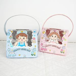 กล่องกระดาษของขวัญเค้กใสพิมพ์ลายสำหรับวันเด็กกล่องกระดาษของขวัญเค้กวันเกิดสำหรับเด็กทารกชายและหญิงพร้อมช่องหน้าต่างและที่จับหนัง - Product Image 1