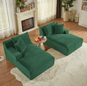 Compressible Double Chaise Lounge Set-Fluffy Modern Memory Foam Sleeper Loveseat No Assembly Required Apartment & Hotel Use - Product Image 3