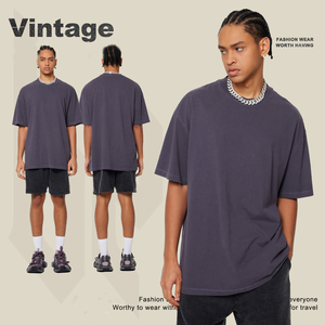 Camiseta de algodón lavado de 270 g para hombre, estilo retro juvenil, holgada, estilo urbano europeo y estadounidense, oversize. - Product Image 3