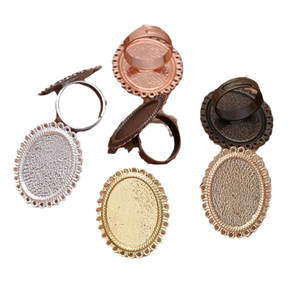 แหวนทองแดงชุบลินปิง 6 <span class=keywords><strong>สี</strong></span> ขนาด 18*25 มม. รูปดอกไม้ สำหรับทำเลนส์ DIY ทรงไข่ สไตล์เรโทร โดดเด่นมีเอกลักษณ์ - Product Image 1