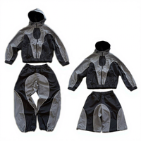 Ensemble de survêtement pour homme, veste et pantalon de course, personnalisé par les fabricants, en Spandex/Coton, à séchage rapide, avec blocs de couleur, patchwork, fermeture éclair et imprimé brodé