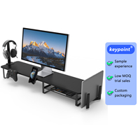 Support d'écran en bois portable double pour moniteur de bureau avec accessoires multifonctionnels