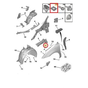 Applicable aux <span class=keywords><strong>Peugeot</strong></span> 307, <span class=keywords><strong>308</strong></span>, 408; Citroën C-Quatre, C-Triomphe Fender <span class=keywords><strong>Clips</strong></span> et Fender Fasteners 7840L6 7840L7 - Product Image 6