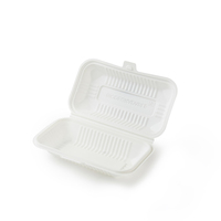 Boîtes à lunch jetables biodégradables en amidon de maïs, compartimentées, micro-ondables, pour pique-nique, blanches, taille 9 pouces