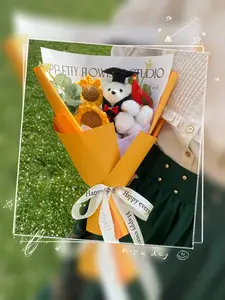 Nieuwe Schattige Dr. Bear Kunstbloem Zonnebloem Boeket Fabriek Past Aan En Verwerkt Afstudeerceremonie Geschenken Vakantiegeschenken