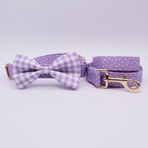 Collier de chien magnifique couleur violette à fleurs pour animaux domestiques, accessoire écologique, personnalisé de haute qualité, laisse avec nœud, vente en gros - Product Image 6