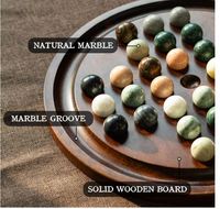 Jeu de solitaire de luxe personnalisé, plateau en bois massif, 32 billes en marbre naturel, jeu de stratégie pour un seul joueur, jeu de solitaire intelligent