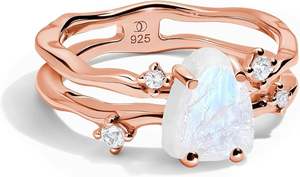 925 זהב ירח דבש טבעי של נשים ורד קוורץ ספיר אגור ספיר amethyst טבעות אירוסין טבעות אירוסין - Product Image 4