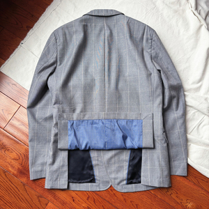 Veste de costume pour hommes à carreaux <span class=keywords><strong>gris</strong></span> haut de gamme hommes printemps affaires décontracté <span class=keywords><strong>laine</strong></span> costume haut <span class=keywords><strong>blazer</strong></span> pour hommes - Product Image 4