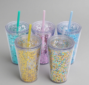 2026 Luxury Sequin Glitter Straw <b>Cup</b> Wholesale Custom Logo Double Wall <b>Reusable</b> Plastic Tumbler Sparkling Sequin Water Bottle - Product Image 4