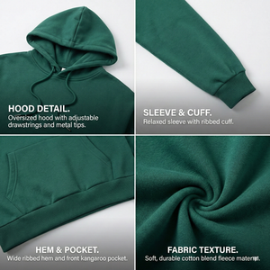 Sweat à capuche épais 500G en coton de haute qualité, coupe oversize, style streetwear, vierge pour impression, fabricant de sweats à capuche personnalisés à faible coût - Product Image 4