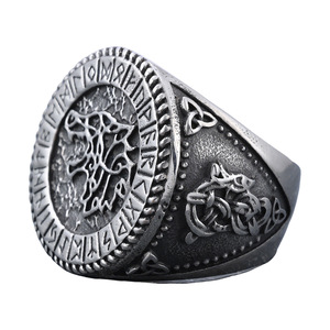 Joyería Estilo Vikingo para Hombre, Anillo de Acero Inoxidable, Anillo Vintage con Cabeza de Lobo - Product Image 5