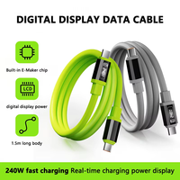 Câble de charge rapide USB-C vers USB-C 240W 6A avec écran LED, conducteur en cuivre pur, gaine en silicone