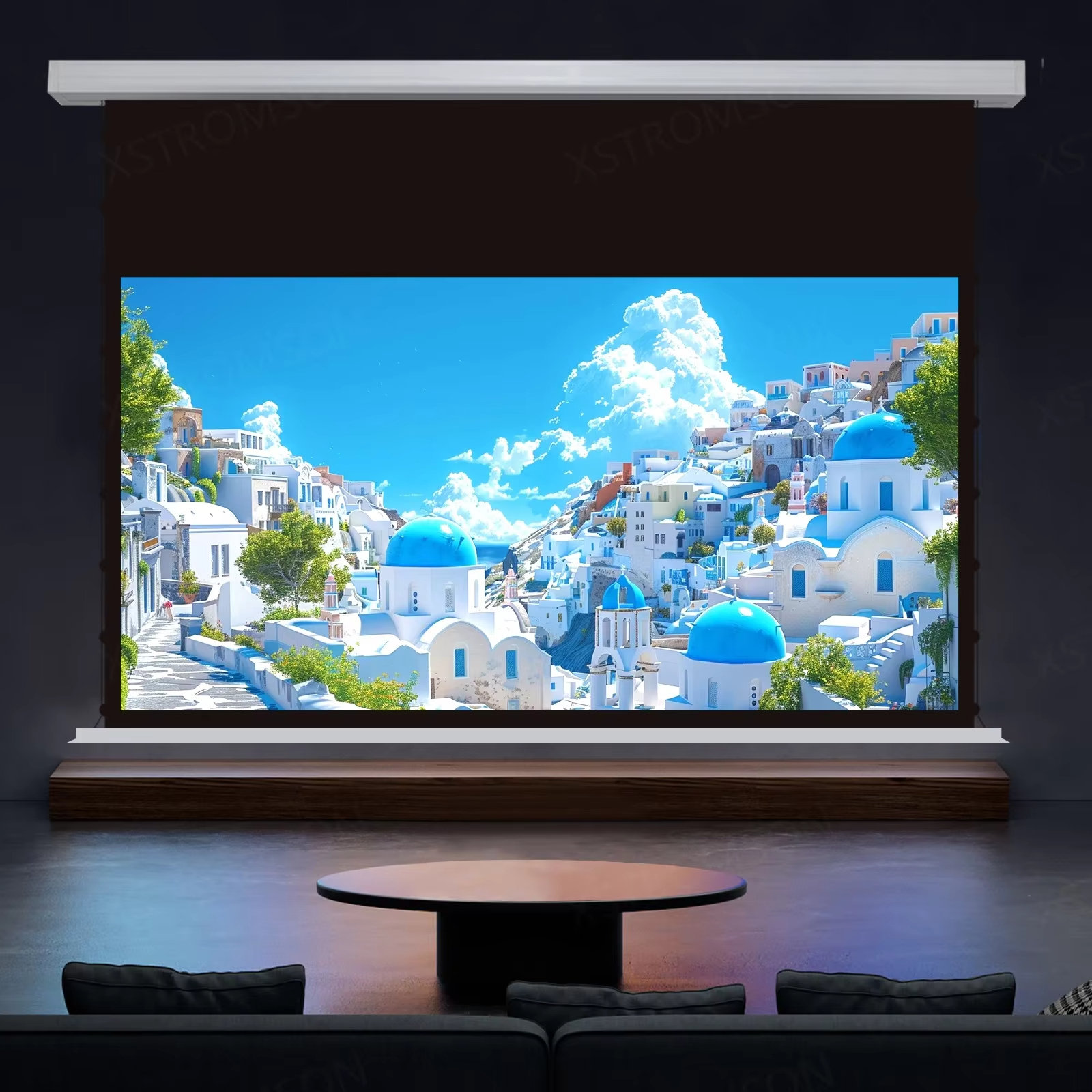 Hot Selling 72-150 Inch Motorized <strong>Pull</strong> <strong>Down</strong> Projector <strong>Screen</strong> Home Cinema White Woven Acoustically Transparent <strong>Projection</strong> <strong>Screens</strong>