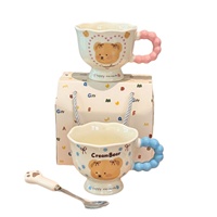 Ensemble de tasses en céramique personnalisables Lelyi, mignonnes, avec boîte cadeau, tasse à eau de bureau élégante, cadeau d'anniversaire avec un design d'ours et de cœur