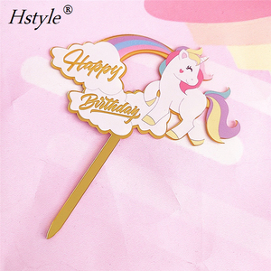 Carino Stampa Unicorno Buon Compleanno Acrilico Cake Topper <span class=keywords><strong>per</strong></span> I Bambini Festa di Compleanno Celebrazione Della Torta Della Decorazione di PQ290 - Product Image 3