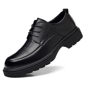 Spring Premium Men's Shoes <b>Top</b>-Grain Leather Business Loafers Commuter Shoes Genuine Leather Thick-Soled Casual Lace-Up Loafers - Product Image 2