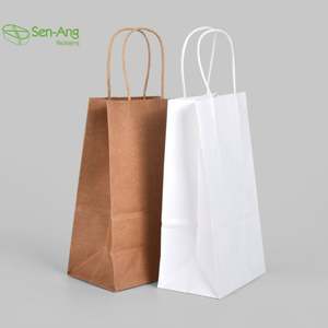 Sac en papier kraft écologique personnalisé en gros, 20 cm, blanc, impression flexo promotionnelle pour luminaire, vente en gros, SenAng05 - Product Image 4
