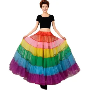 Adult mesh breathable long skirt can be customized with rainbow mesh long skirt