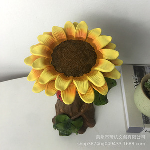 Baño para Pájaros con Diseño de Girasol, Artesanía en Resina, Decoración de Jardín para Exteriores, Acabado Pintado Resistente al Agua, Adorno para Césped - Product Image 2