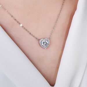 Collar de Amor Eterno con Circonita Cúbica de 8x8mm, Corte en Forma de Corazón, Collar de Circonita Redonda de 1.5mm para Mujer, Compromiso, <span class=keywords><strong>Día</strong></span> de San Valentín - Product Image 5